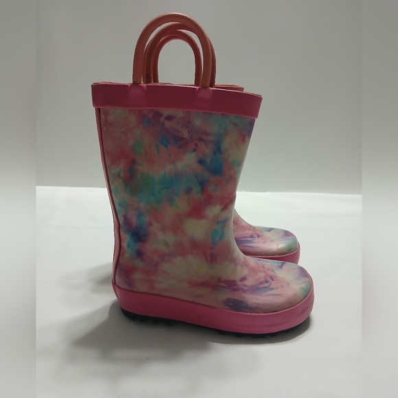 Colorful Tie-Dye Rain Boots with Handles - Picture 1 of 10